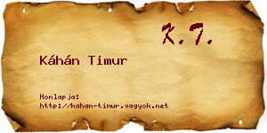 Káhán Timur névjegykártya